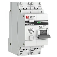 Дифференциальный автомат EKF PROxima АД 32 1Р+N 25А 30мА тип АС 4,5кА , электронный